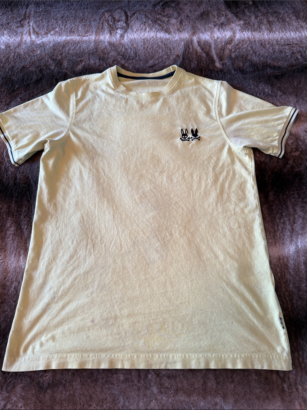 Psycho Bunny men's light yellow Crew Neck Tee small